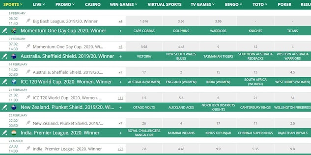 Betwinner cricket betting