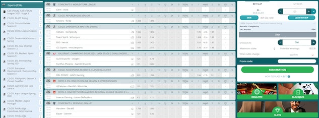 Esports betting on 22 Bet