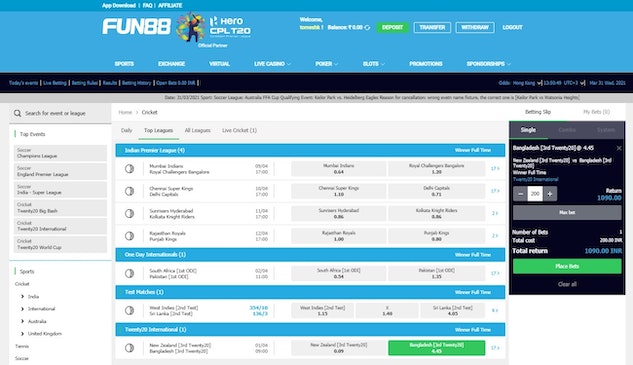 Fun88 Cricket Betting