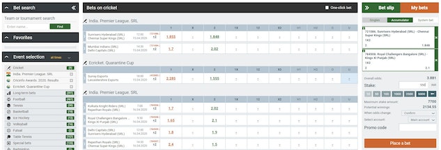 Melbet cricket betting