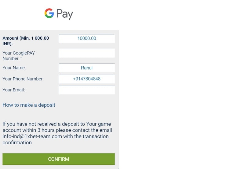 How to deposit with google pay on 1x Bet small
